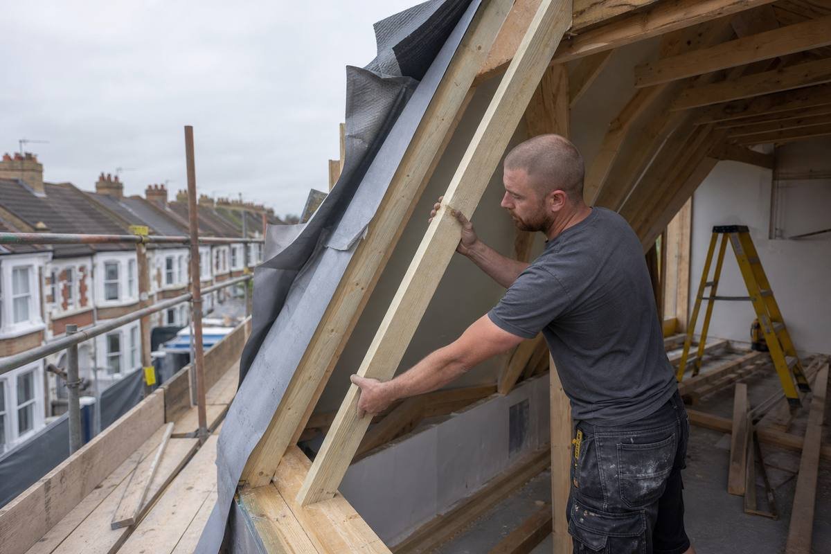 Loft conversion mansard roof framing in Chelmsford